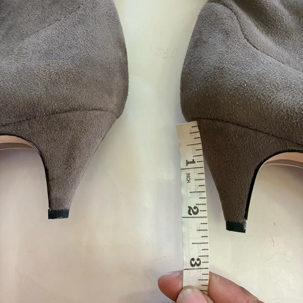Sam Edleman Kristie Pointed Toe Kitten Heel Taupe Over The Knee Boots Size 8